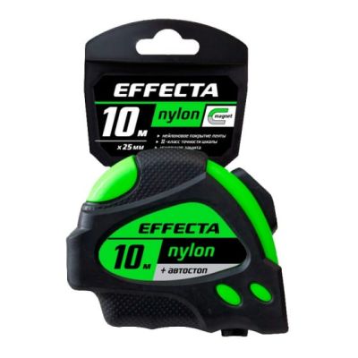 Рулетка Effecta Nylon 10м/25 мм с магнитом, автостопом, лентой нейлон 581025 в Тамбове