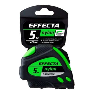 Рулетка Effecta Nylon  5м/25 мм с магнитом, автостопом, лентой нейлон 580525 в Тамбове
