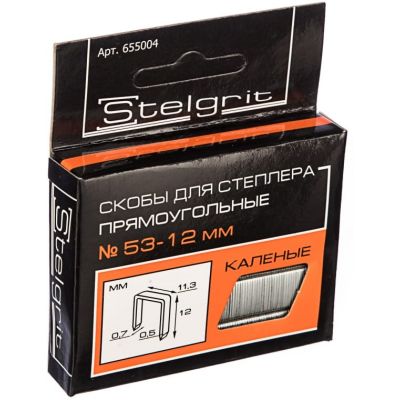 Cкобы для мебельного степлера каленые 12x0,7 мм 1000 шт./уп. "Stelgrit" 655004 (10) в Тамбове