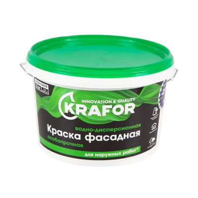 Краска В/Д фасадная 3кг (1) Krafor (салат) в Тамбове
